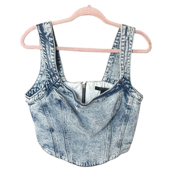 NEW Allsaints Charli denim corset in mid wash - Picture 2 of 9